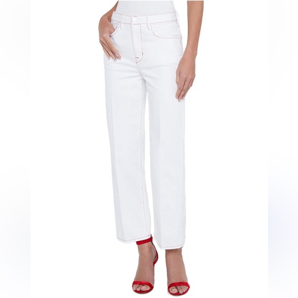 L'AGENCE White Jeans with Red Accents - Picture 1 of 9